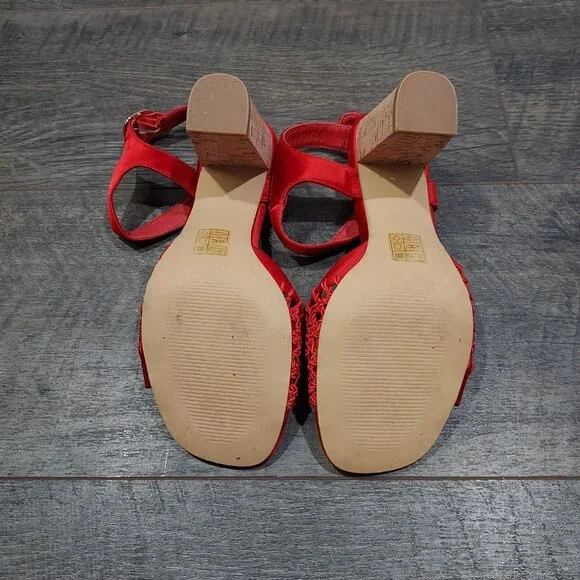 Fanylrobon Red Cloth Shoes Anthropologie Sandals - Picture 11 of 12